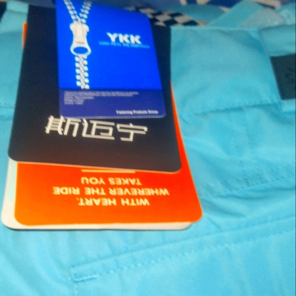 Size Medium "Ykk" Light Blue & Black Winter Pants w/ Suspenders - Picture 2 of 9